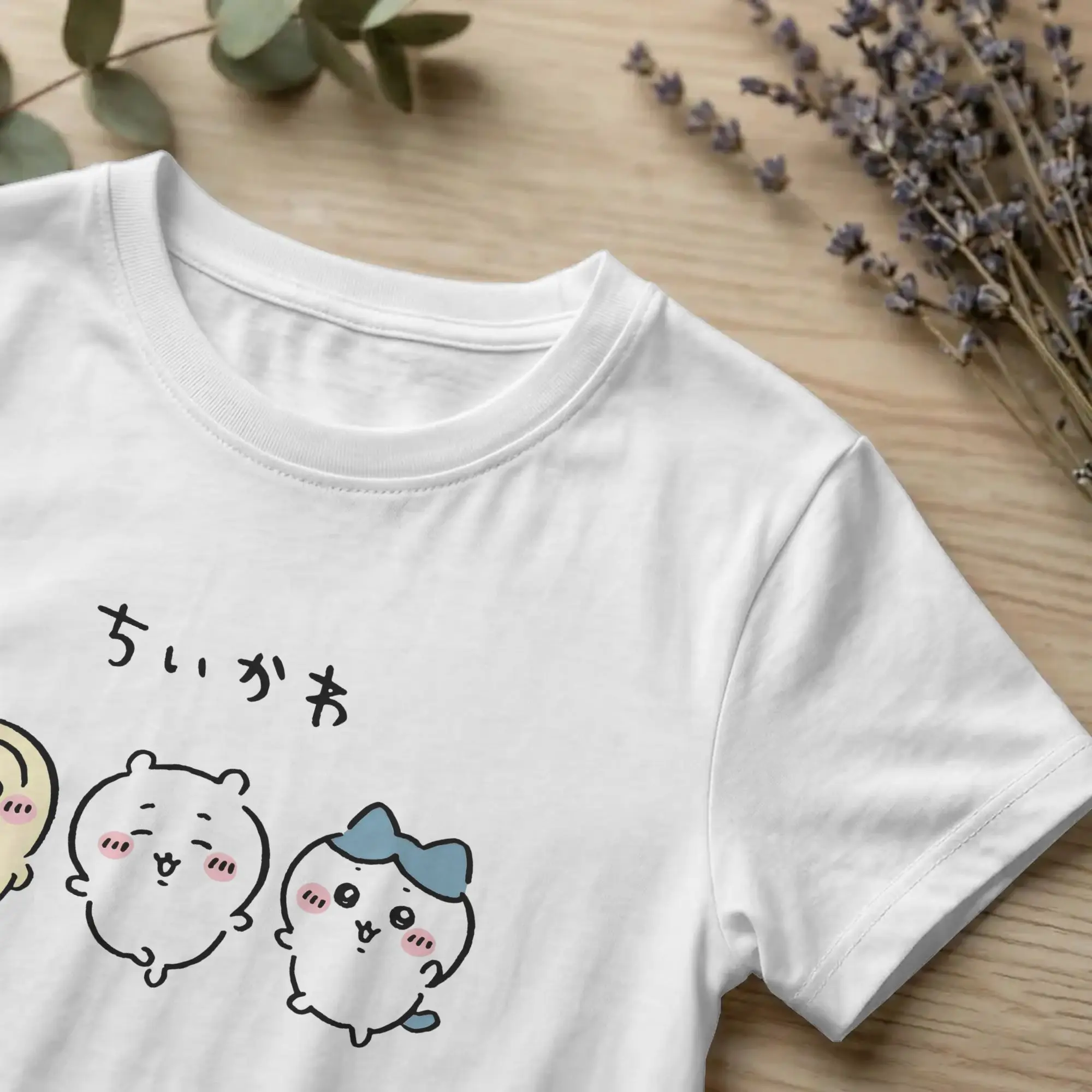 Chiikawas Catoon T-Shirts für Herren und Damen, 100 % Baumwolle, Freizeit-Kurzarm-T-Shirt mit O-Ausschnitt, Geschenk-T-Shirts – Detail 2