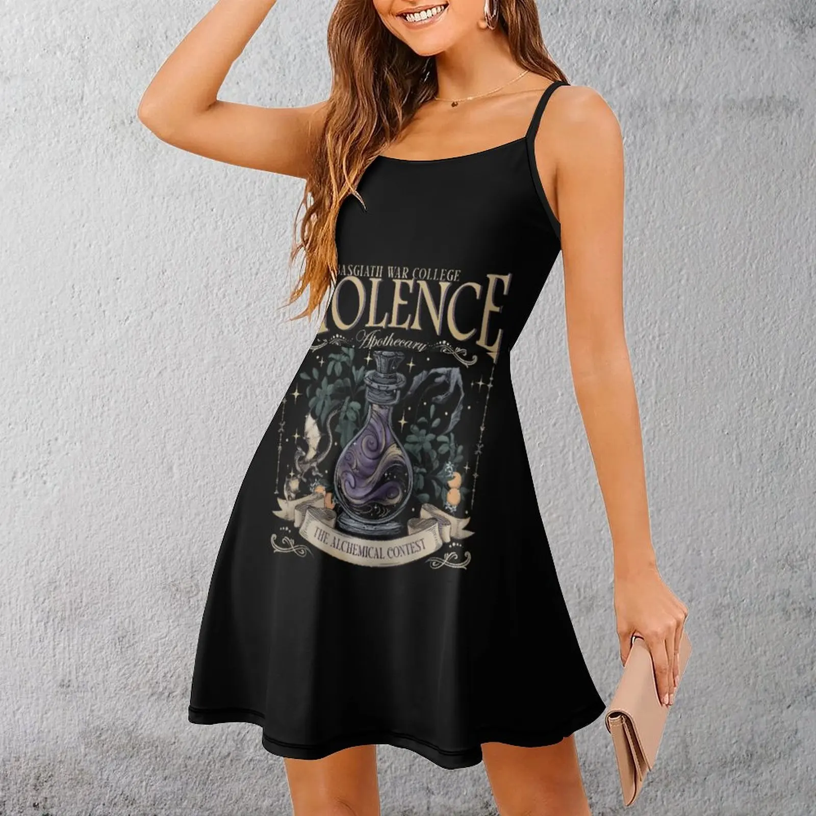 

Alchemical Violence, женское платье на бретельках с художественным принтом, платье на бретелях для ботаников, забавное экзотическое женское платье для отдыха