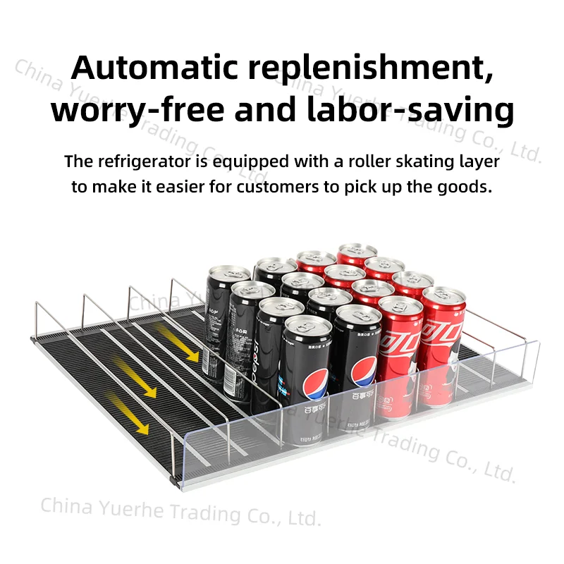 

Beverage Self Gravity Slide Supermarket Display Rack Fridge Organizer for Cans Bottles Auto Drink Replenish Shelf Feed Roller