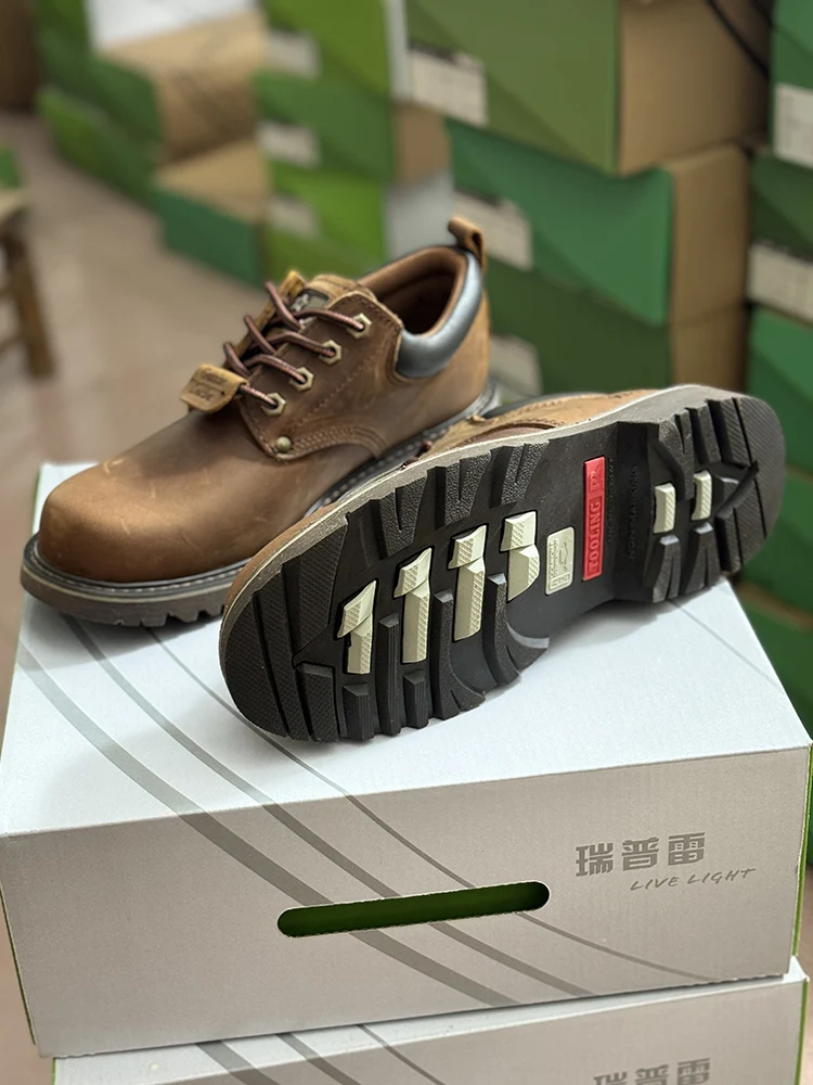 

Brown Retro Men's Casual oes Low-Top Work Boots Large Head oes Men's oes Leather Uppers Comfortable Breathable