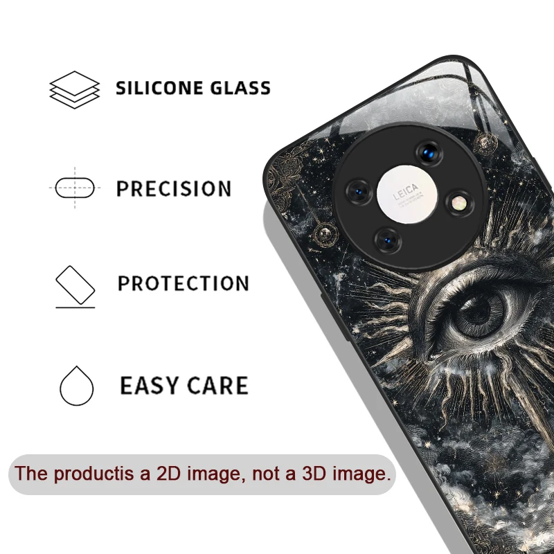 Retro Devil Eye Mysterious Totem Tempered Glass Phone Case for Huawei Nova 13 12 SE 11 10 Pro Mate 70 60 40 30 P60 P50 P40 Cover