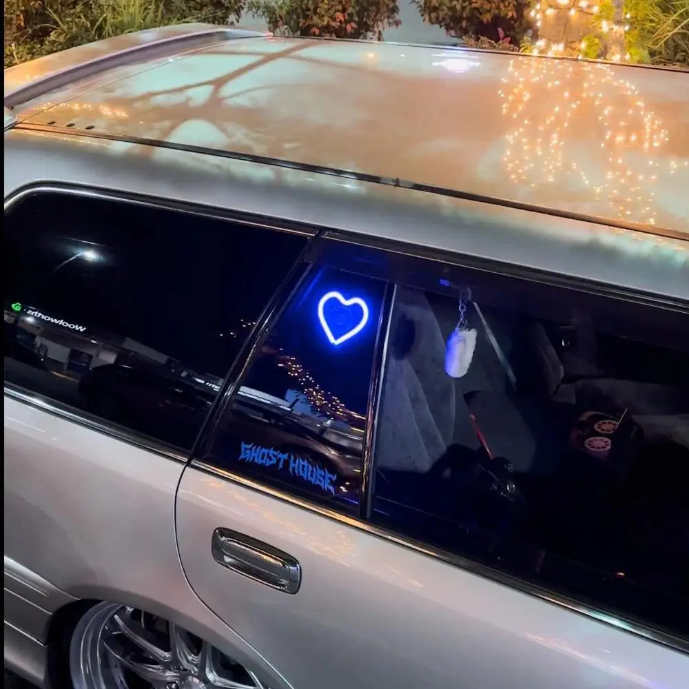 

New JDM Car Window Neon Interior Modified Heart-shaped LED Atmosphere Light Car Universal Car Mods