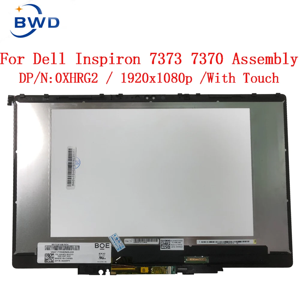 

070NF4 0XHRG2 13.3" LCD Screen Touch Assembly for Dell Inspiron 13 7373 7370 notebook P83G FHD 1920*1080