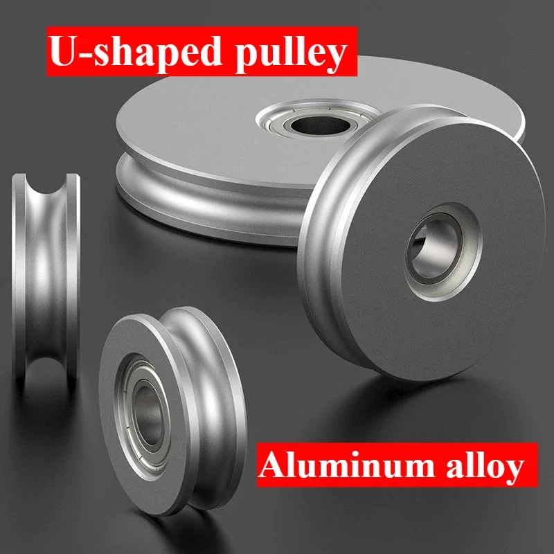 U-shaped Aluminum Alloy Track Guide Wheel Driven Wheel with Bearing Guide Belt Roller for: 4~8mm Belt Outer Diameter 30~60mm