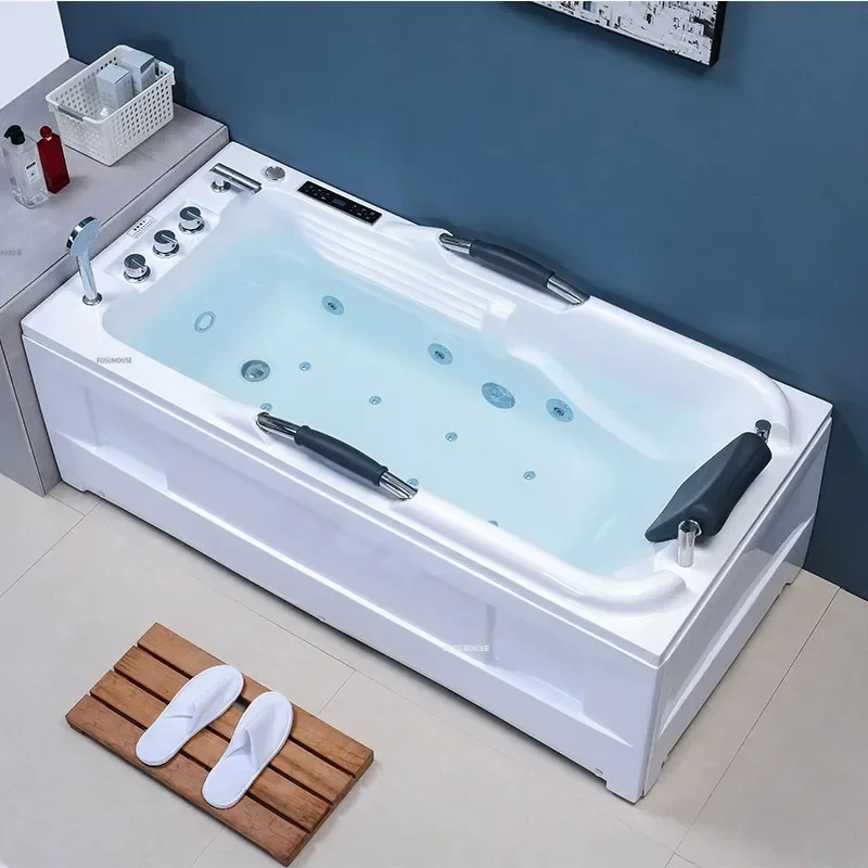 Light Luxury Massage Bathtub Acrylic Design Adult Bathtub with Grab Bars Small Apartment Bathroom Household Surf Jacuzzi X