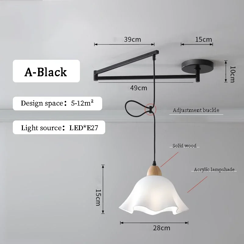 NONE Lange Arm verstellbare Pendel leuchten für Küche Esszimmer Hängelampe drehen Deckens chaukel Falt leuchter nordic home 8