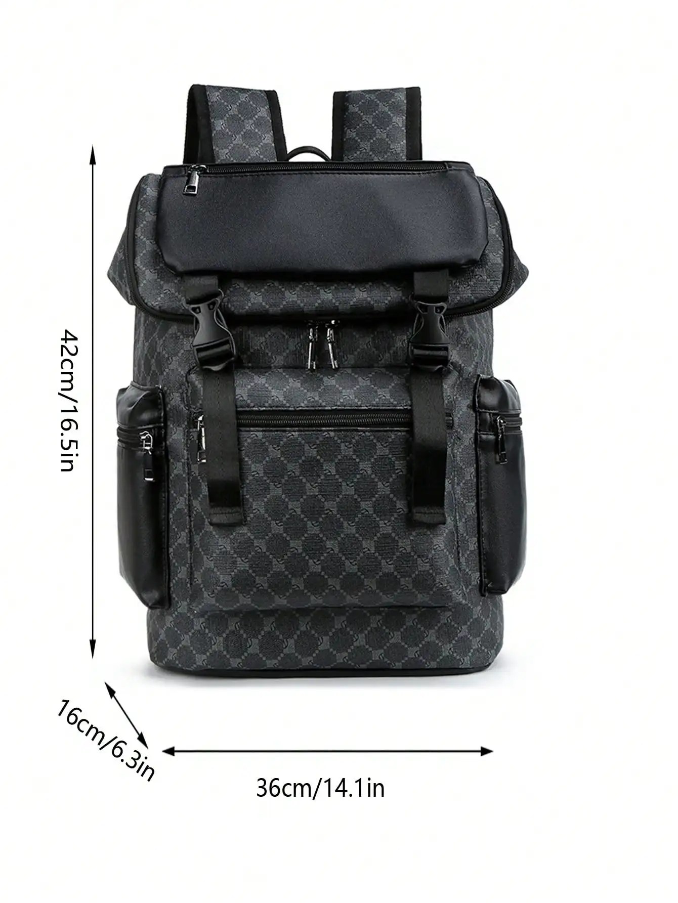 Trendy PU Printed Men's Backpack with Large Capacity for Travel and School, Waterproof Autumn College Bookbag for Laptop