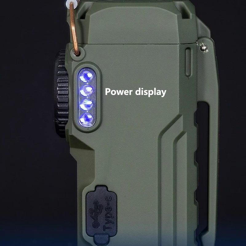 Outdoor Multifunctional Windproof Dual Arc Lighte r Flashlight Strong Light Charging Small Portable Emergency Lighting