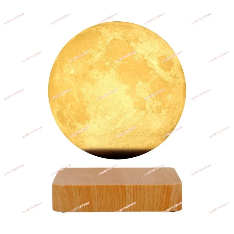 LED three-color moon lamp creative imitation wood bedside table lamp atmosphere touch switch maglev moon lamp ornament