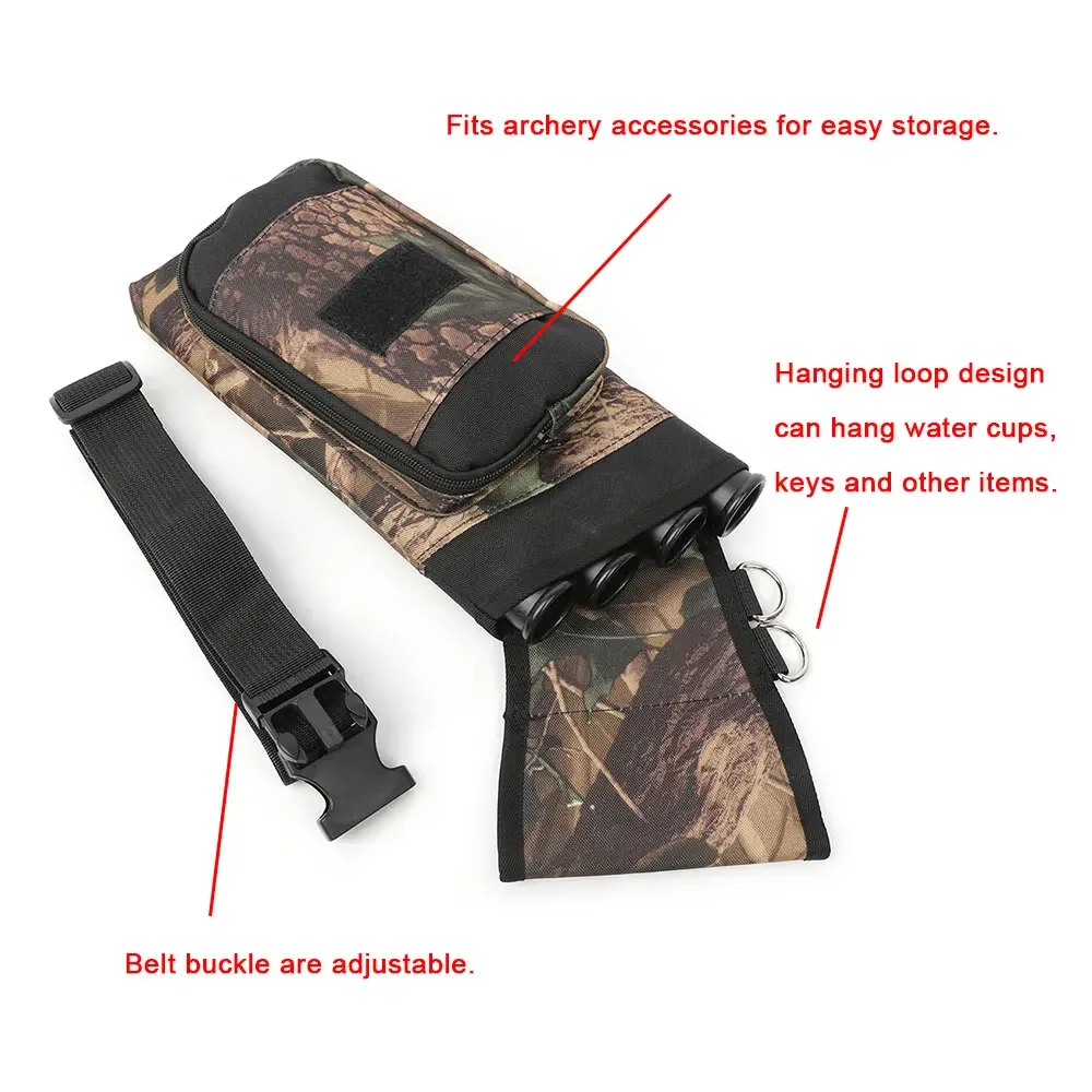 1 PC ยิงธนู Arrow Quiver 4 หลอดซ้ายมือ Arrow กระเป๋าไนลอนเอว Arrow สําหรับโบว์การล่าสัตว์เป้าหมายเกมยิง