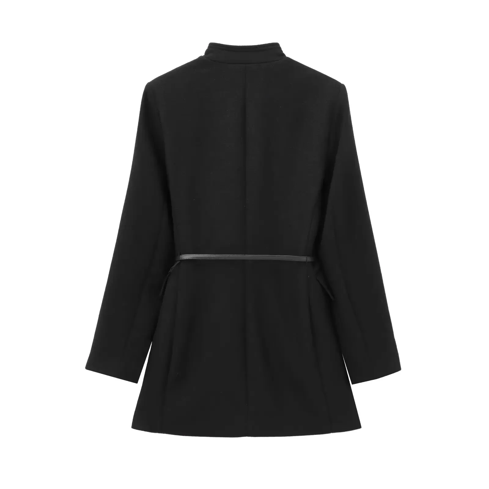 Women's new chic Fashion With belt flap decoration slim stand collar mini dress retro long sleeved button up women's dress Mujer