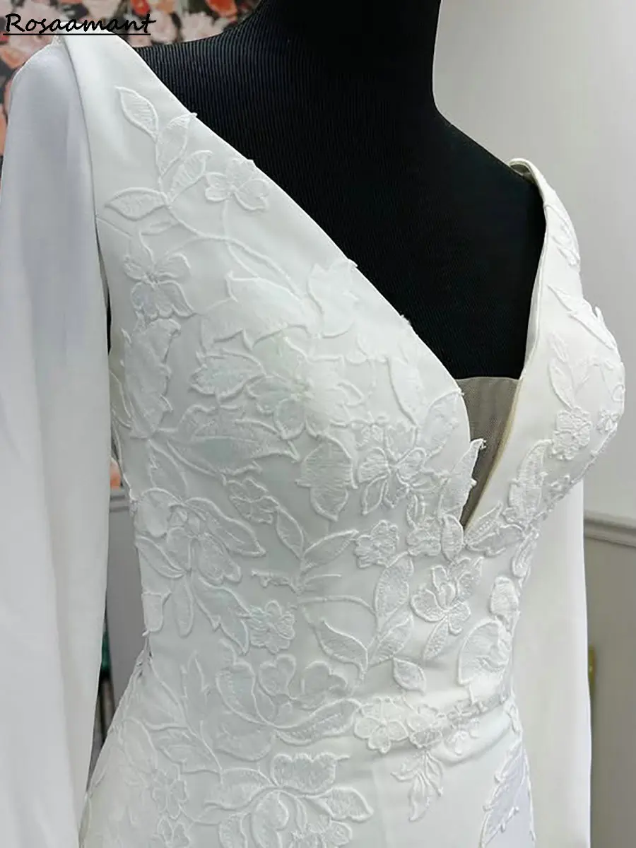 الساتان انفصال كم الوهم الخلفي حورية البحر فساتين الزفاف الخامس الرقبة يزين الدانتيل البلد أثواب الزفاف