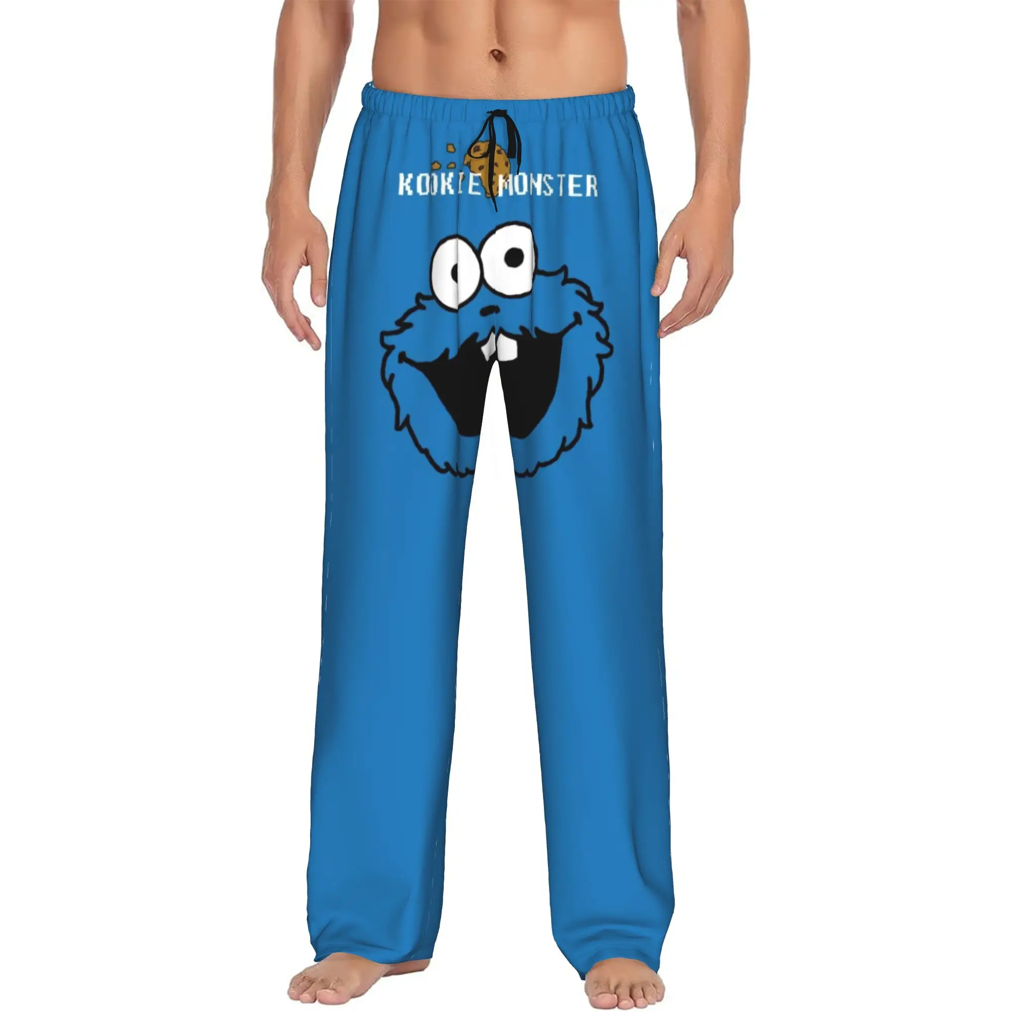 Custom Men's Cookies Anime Monsters  Pajama Pants Print Elmo Cartoons Sleep Sleepwear Bottoms with Pockets