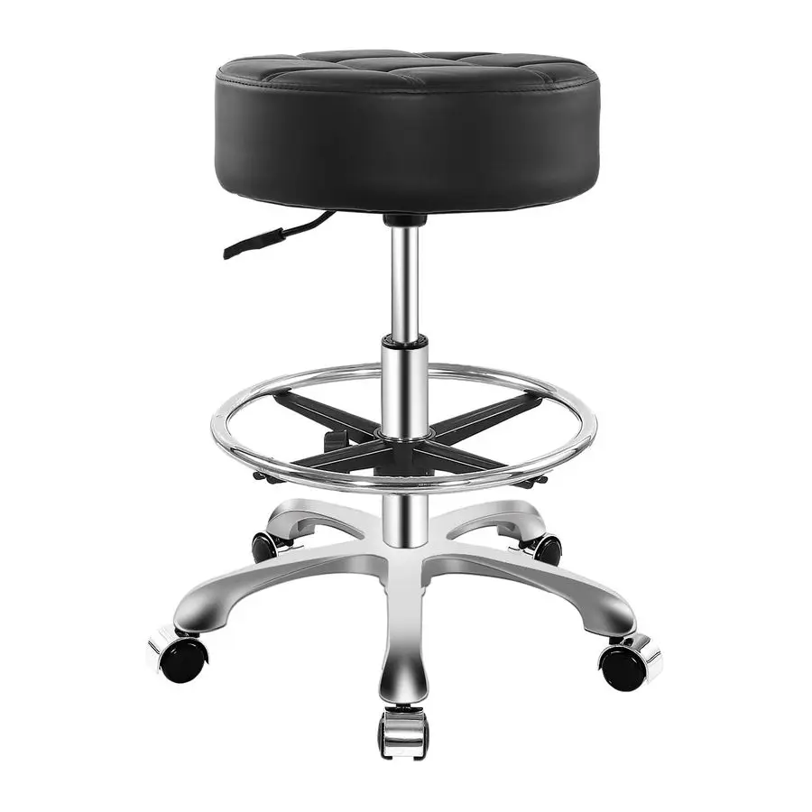 Tabouret pour travail en magasin, cils de Salon de tatouage médical, tabouret de chaise hydraulique robuste pour esthéticienne avec roulettes noir, avec repose-pieds