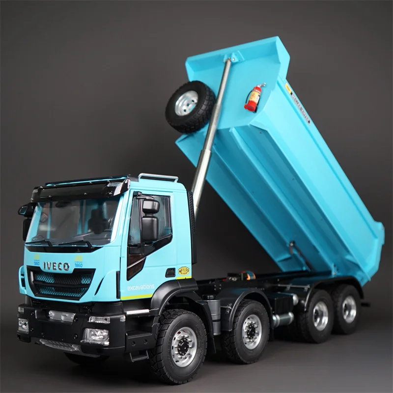 1/14 8*4 Hydraulic Dump Dump Truck Remote Control Car Model Integrated Bridge High Quality Man Toy