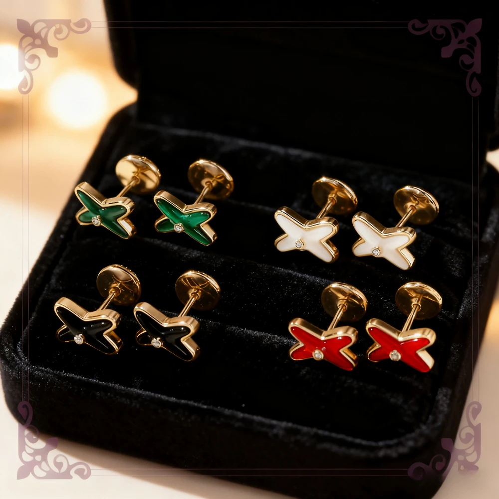 

2025 New Elegant accessories Hot - selling X - Shaped Women's Ear Studs, High - quality Moissanite for Festival Parties