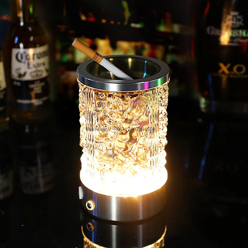 

Customized ashtray USB charging luminous bar ktv ashtray can be split and cleaned dining bar ashtray with LOGO
