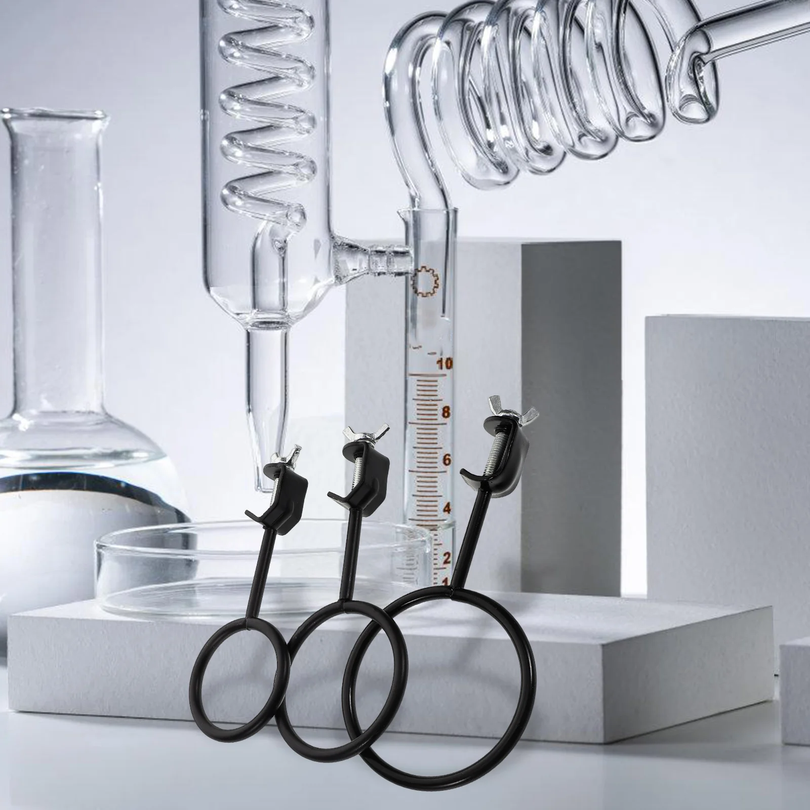 

3 Pcs Flask Experiment Equipment Lab Clamp Glass Bracket Clip Support Bottle Black Holder