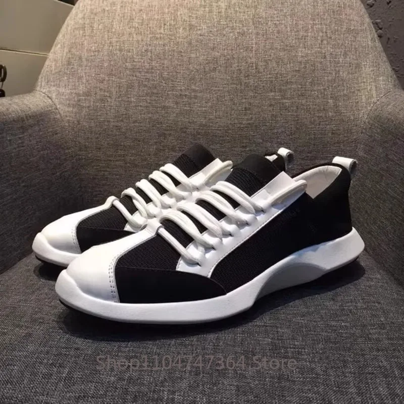 

Spring New European Men's Shoes Genuine Leather Mesh Sports Trendy Brand Thick Soled Casual Shoes Male Thick Sole Sneakers