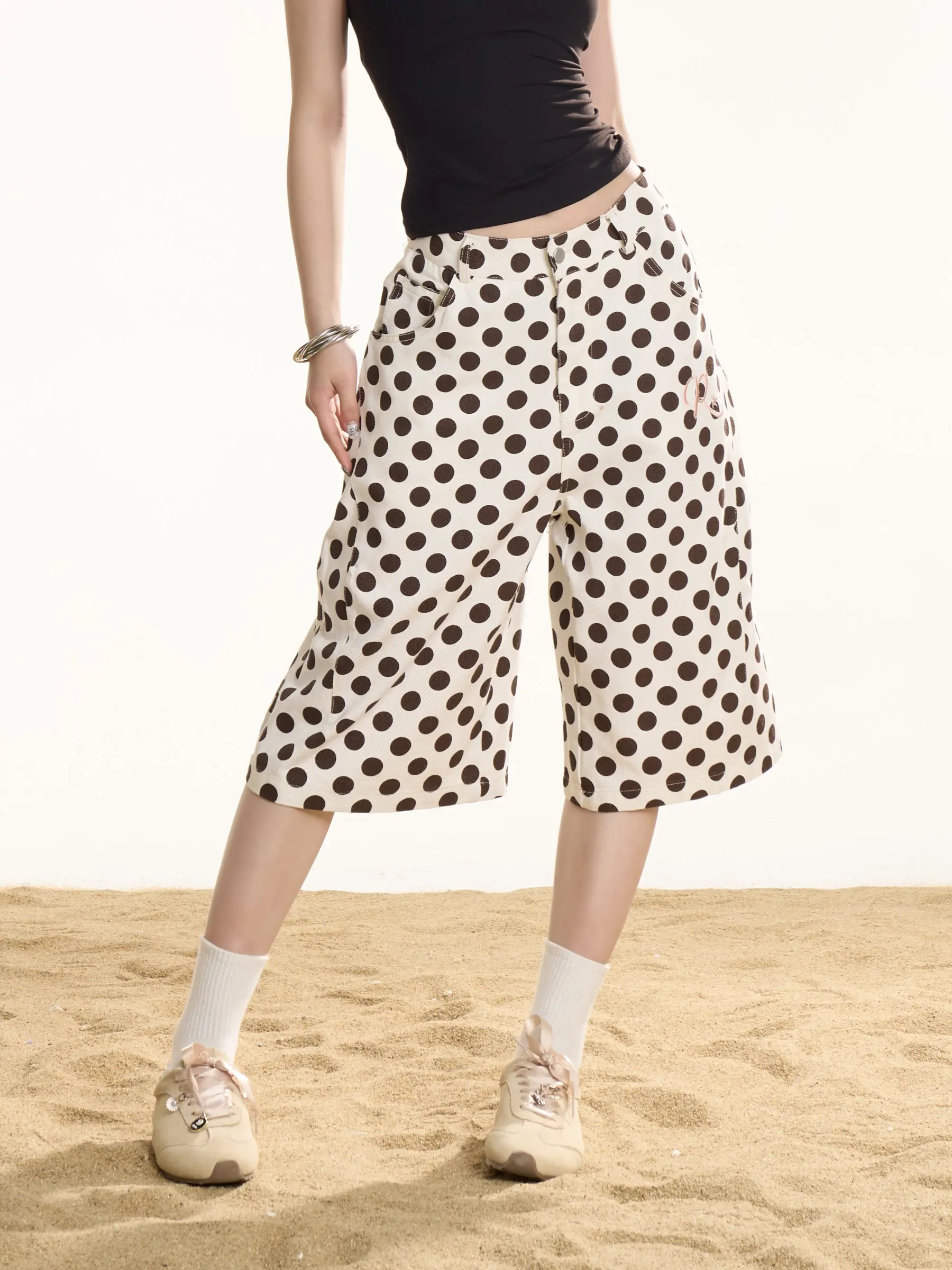 

American Retro Polka Dot Wide Leg Pants Women's Loose Drapey Summer High Waist Slimming Casual Loose Lengthened Pants