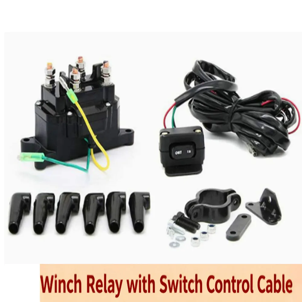 12V Winch Solenoid Relay Contactor With Thumb Rocker Switch Assembly, Universal Electric Winch Accessory For ATV UTV