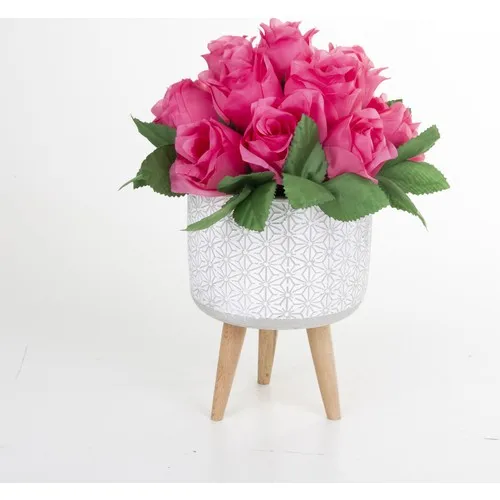 Veramaya Artificial 15 Pcs Pink Rose Decapod Star Patterned Concrete Pots 20 X30 cm