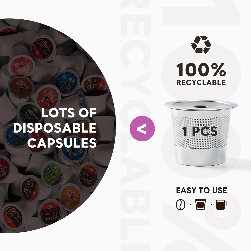 iCafilas Reusable K Cups Coffee Pods Universal Stainless Steel K Cups for Keurig 2.0 and 1.0 Coffee Makers Machine Coffee Brewer