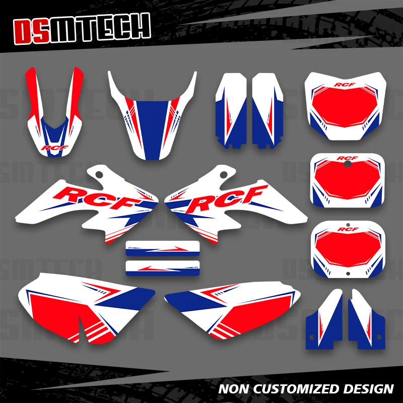 

DSMTECH командная графика фоновые наклейки наборы наклеек на заказ для Honda 2000 2001 2002 2003 2004 2005 2006-2021 CRF50 001