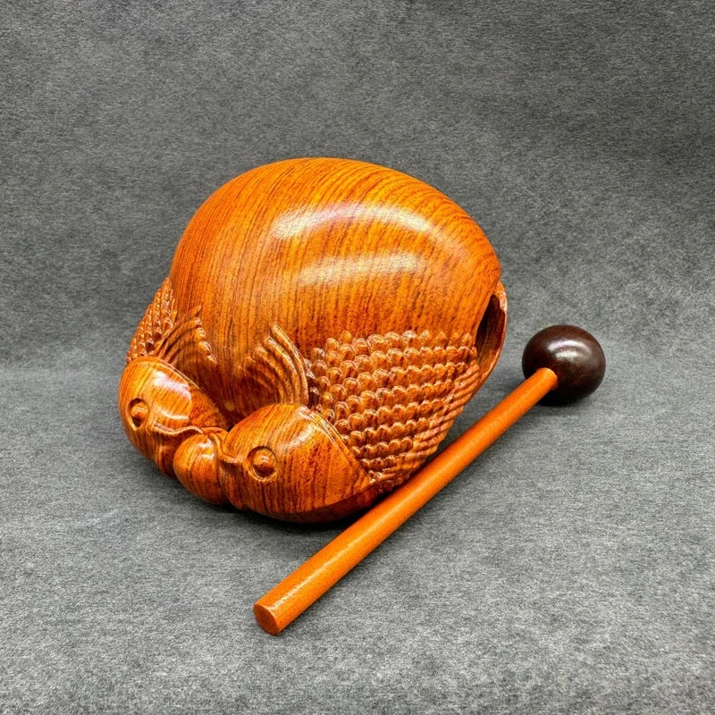 Fragrant Rosewood Carved Solid Wood Hand-Carved Empty Prayer Old-Style Chanting Temple Home Wooden Fish Musical Instrument