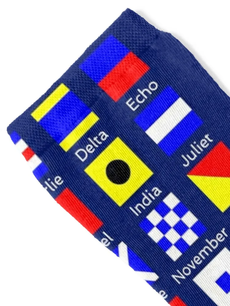 Sailing Nautical Signal Flag Alphabet Socks Non-slip Crossfit football moving stockings Socks Woman Men's
