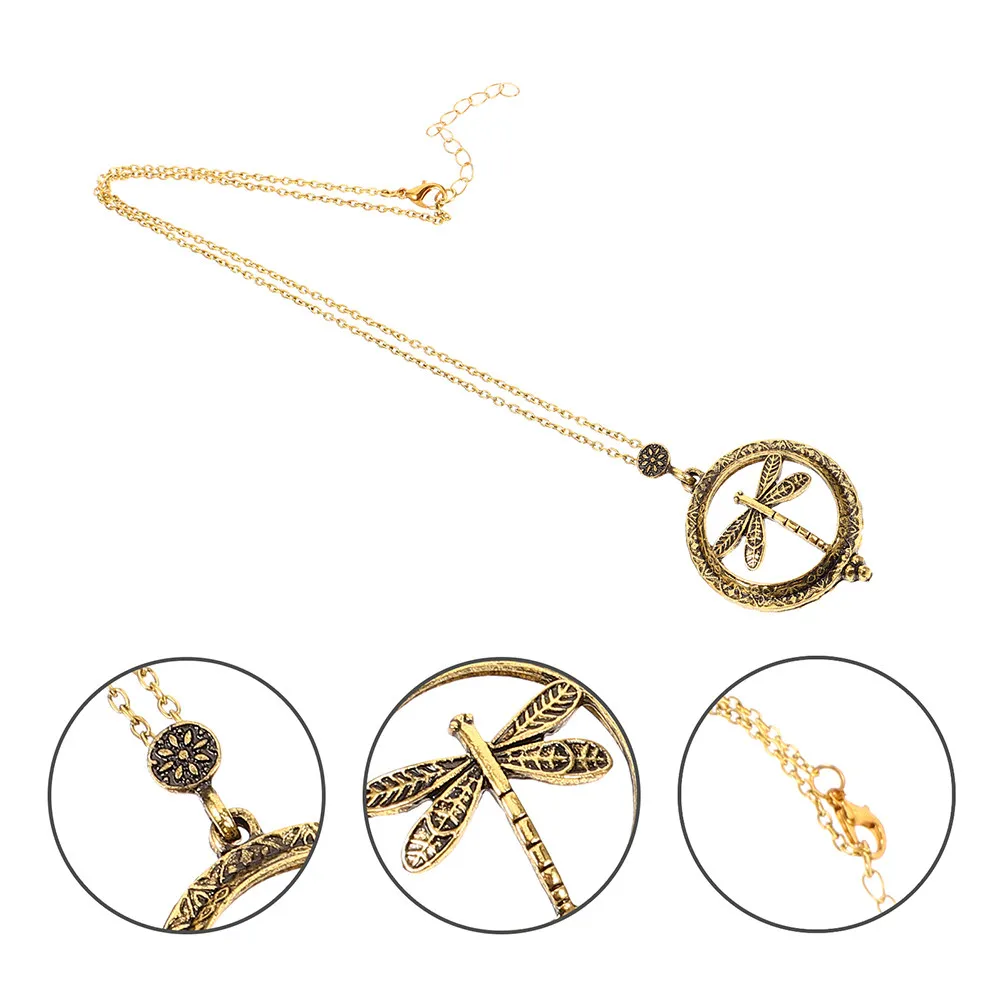 2Pcs Retro Hollow Dragonfly Magnifying Glass Pendant Necklace 5X Vintage Jewelry for Women Stylish Accessory Dragonfly Jewelry