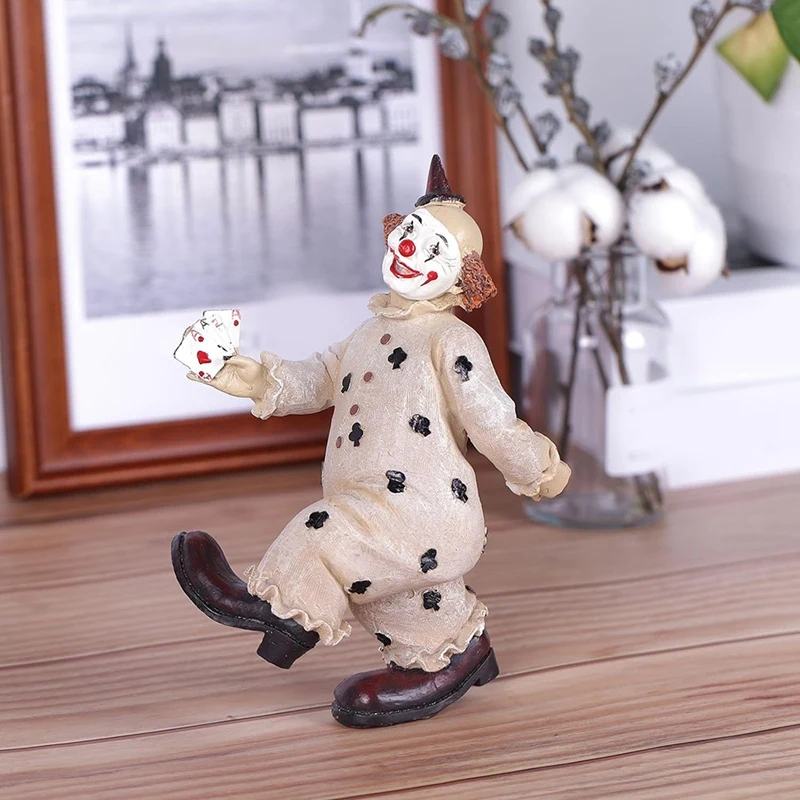 Creatives Clown Circus Statues, Clown Ornaments Home Decor Resin Sculpture, Handmade Crafts Collectible Art Figures-B Durable