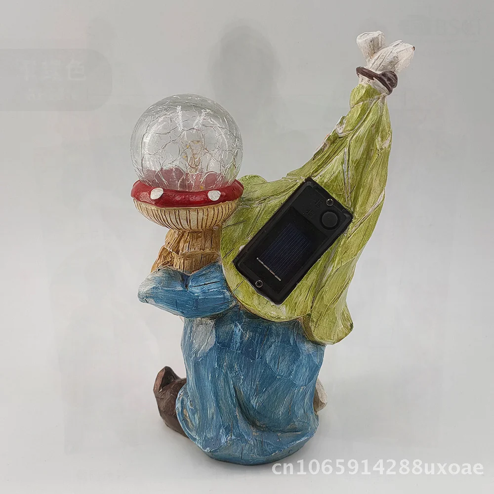 Solar Resin Lamp Dwarf Decoration Outdoor Garden Lawn Light American Style Synthetic Resin Craft with Light