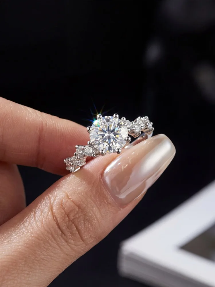 925 Sterling Silber Echter 1CT Moissanit Diamant Hochzeit Edelstein Ringe für Frauen Geschenke Luxus Designer Neu in Edelschmuck – Detail 2