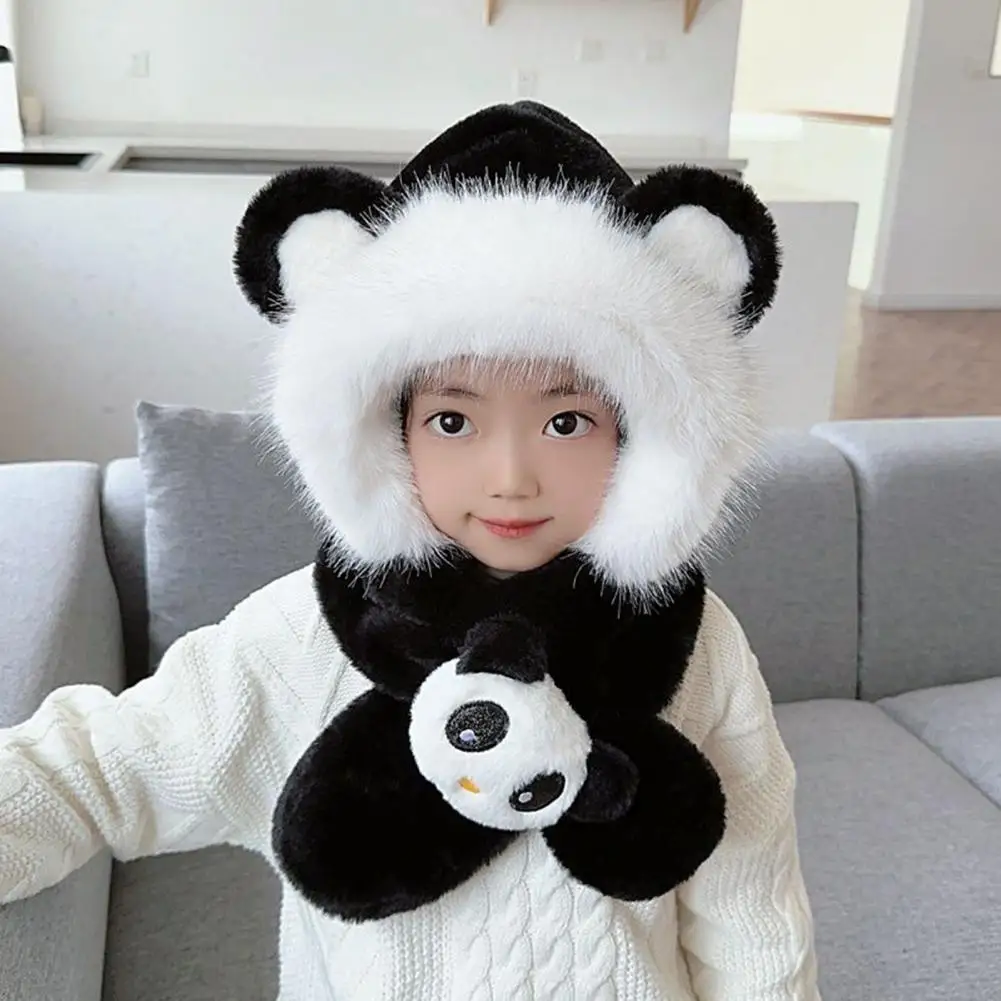 Elastic Children Beanies Kids Winter Hat Scarf Set Plush Ear Flap Knit Accessories Boys Girls Warm Thickened Windproof Teddy