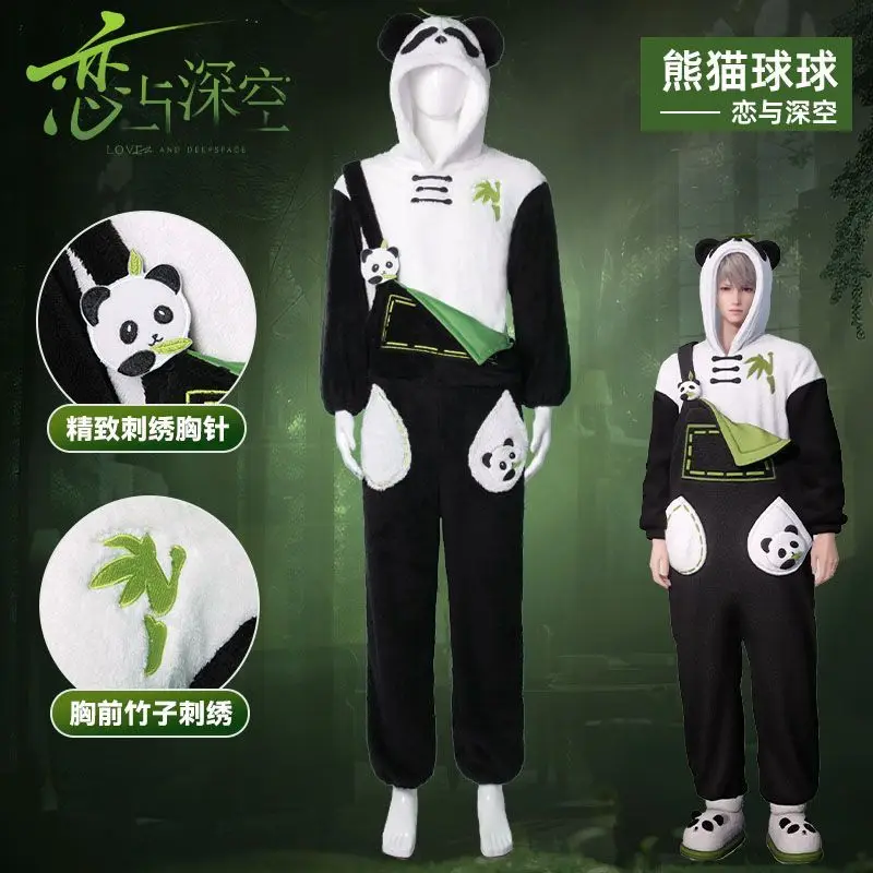 Piyama Panda Love and Deepspace Xavier Rafayel Zayne Sylus, Pakaian Tidur Serupa, Atasan Bandeau, Celana, Set Lengkap, Pakaian Santai Unisex