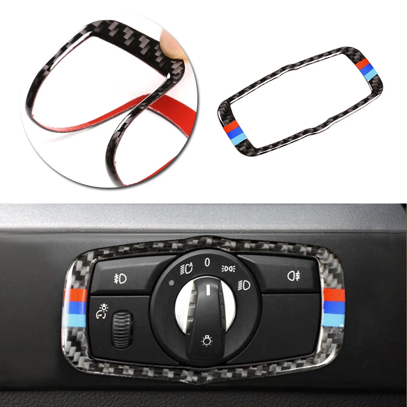 

Car Styling Carbon Fiber Interior Headlight Switch Frame Cover Trim For BMW 5 Series E60 E61 2004 2005 2006 2007 2008 2009 2010