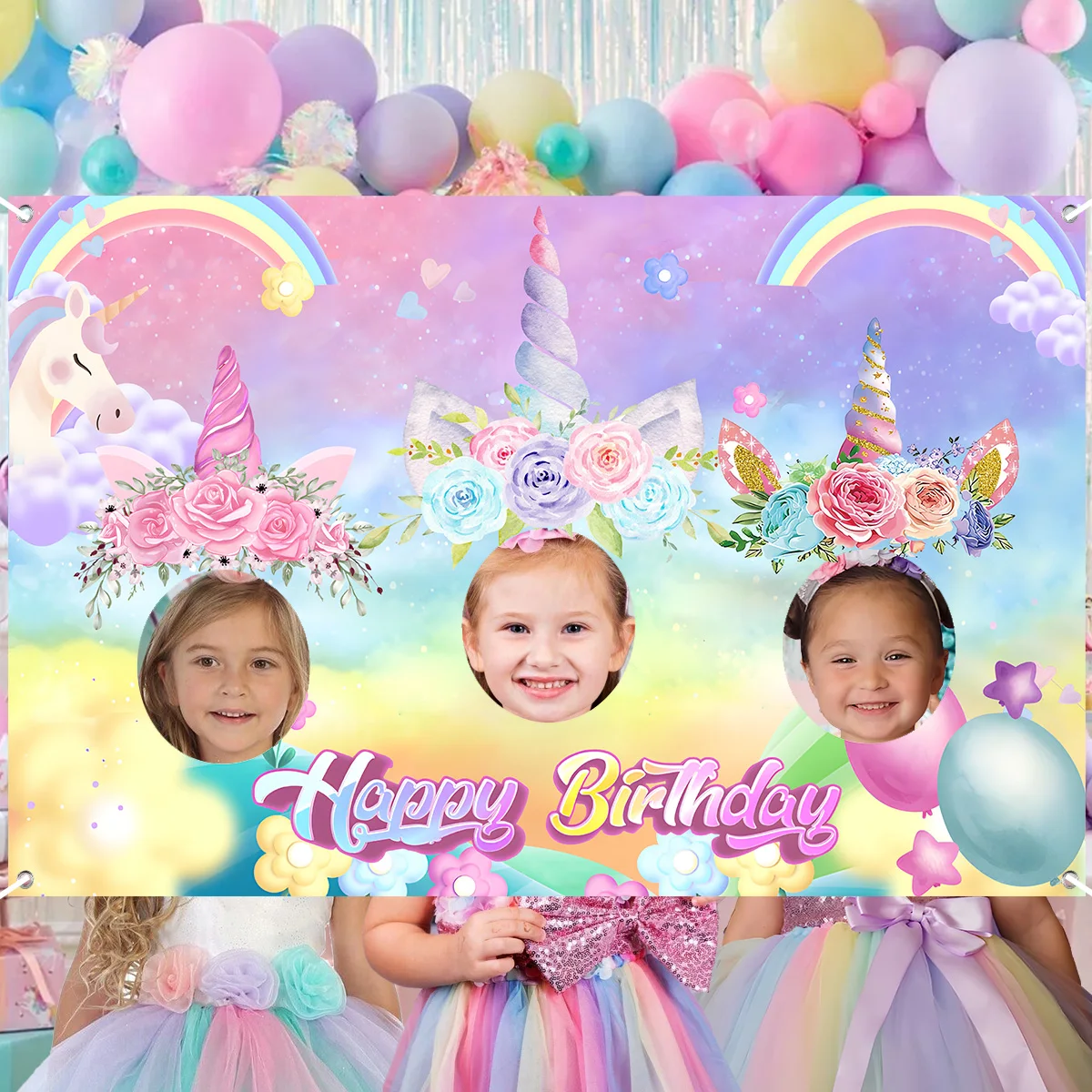 Unicorn Birthday Photo Background Unicorn Happy Birthday Party Decor Kids Wedding Birthday Party Supplies Backdrop Baby Shower