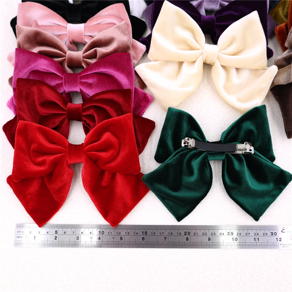 24pc/lot New 6“ Velvet Bow Hairgrips Women and Girls Velvet Bow  Hair Clips Girls Velvet Bowknot Hairpins Kids Hair Accessories