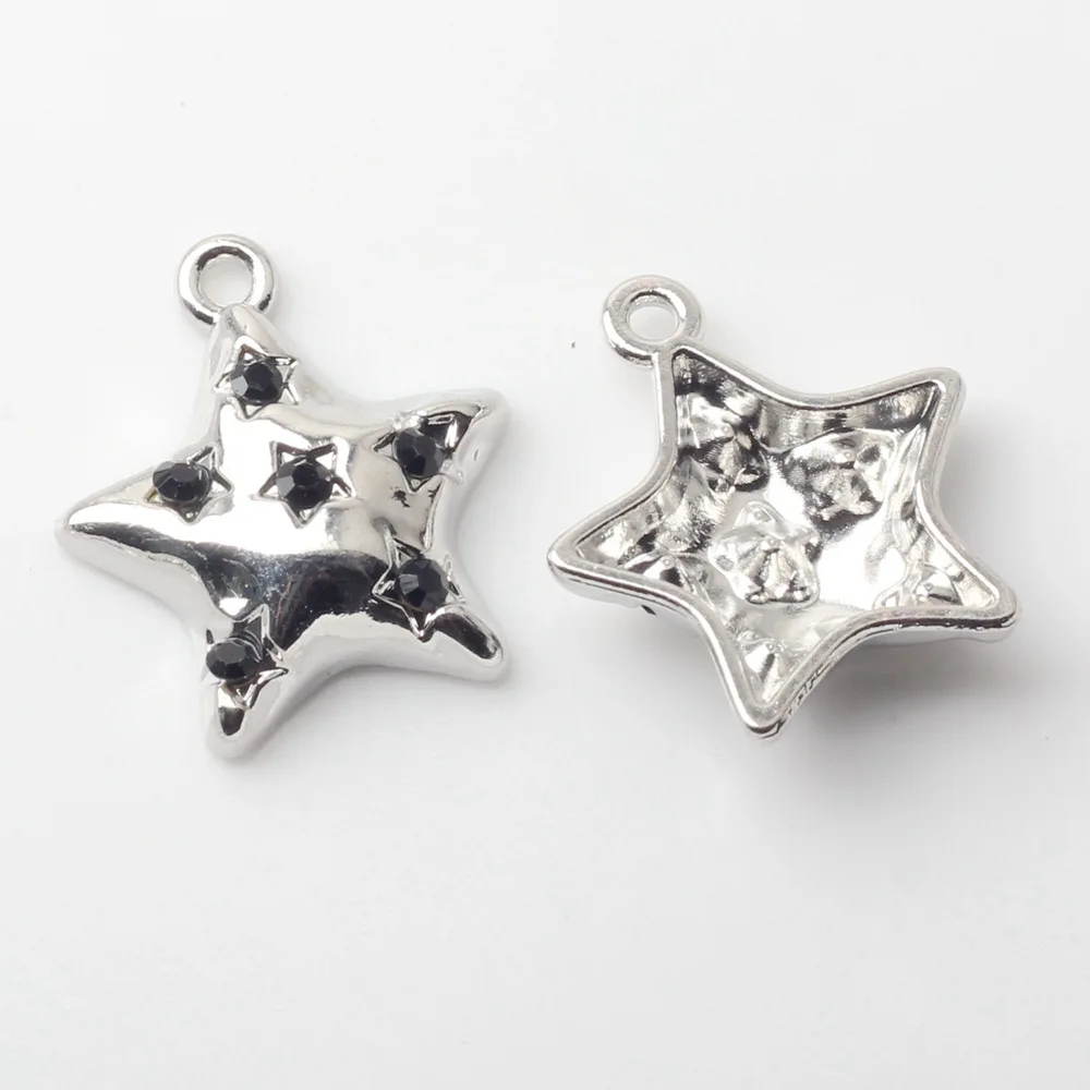 10pcs Alloy Metal Charm Stars Pendant Inlaid Crystal For Handmade DIY Ornaments Earring Necklace Bracelet Accessories Supplies