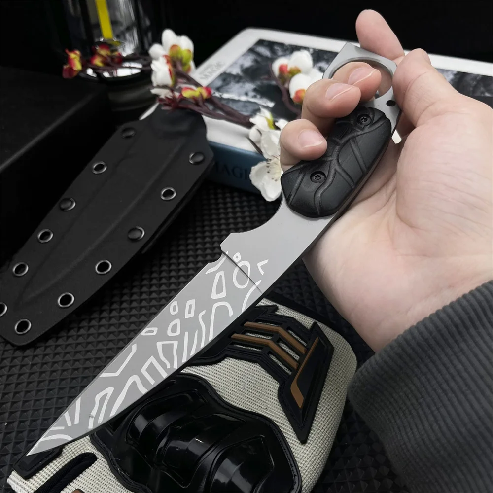 

Прямой нож для выживания Full Tang с фиксированным лезвием, сталь 7Cr13MoV и ручкой G10 с ножнами, многополые тактические инструменты для кемпинга