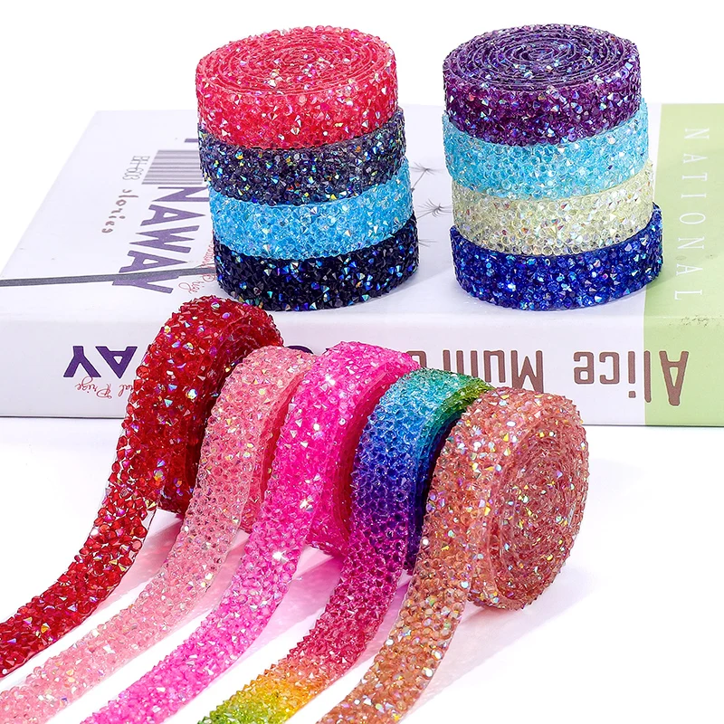 DUCTYSTAL 10/15mm Rhinestone Beaded Trim Resin Rhinestone Hotfix Ribbon Iron on Chain for DIY Garment,Shoes,dress decor