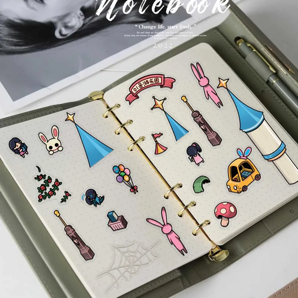 4 قطعة متنزه الكرتون مشهد مصغر ثلاثية الأبعاد ملصقات المناظر الطبيعية لتقوم بها بنفسك المشهد التراص وصق حساب اليد ملصقات الحيوانات الأليفة #5