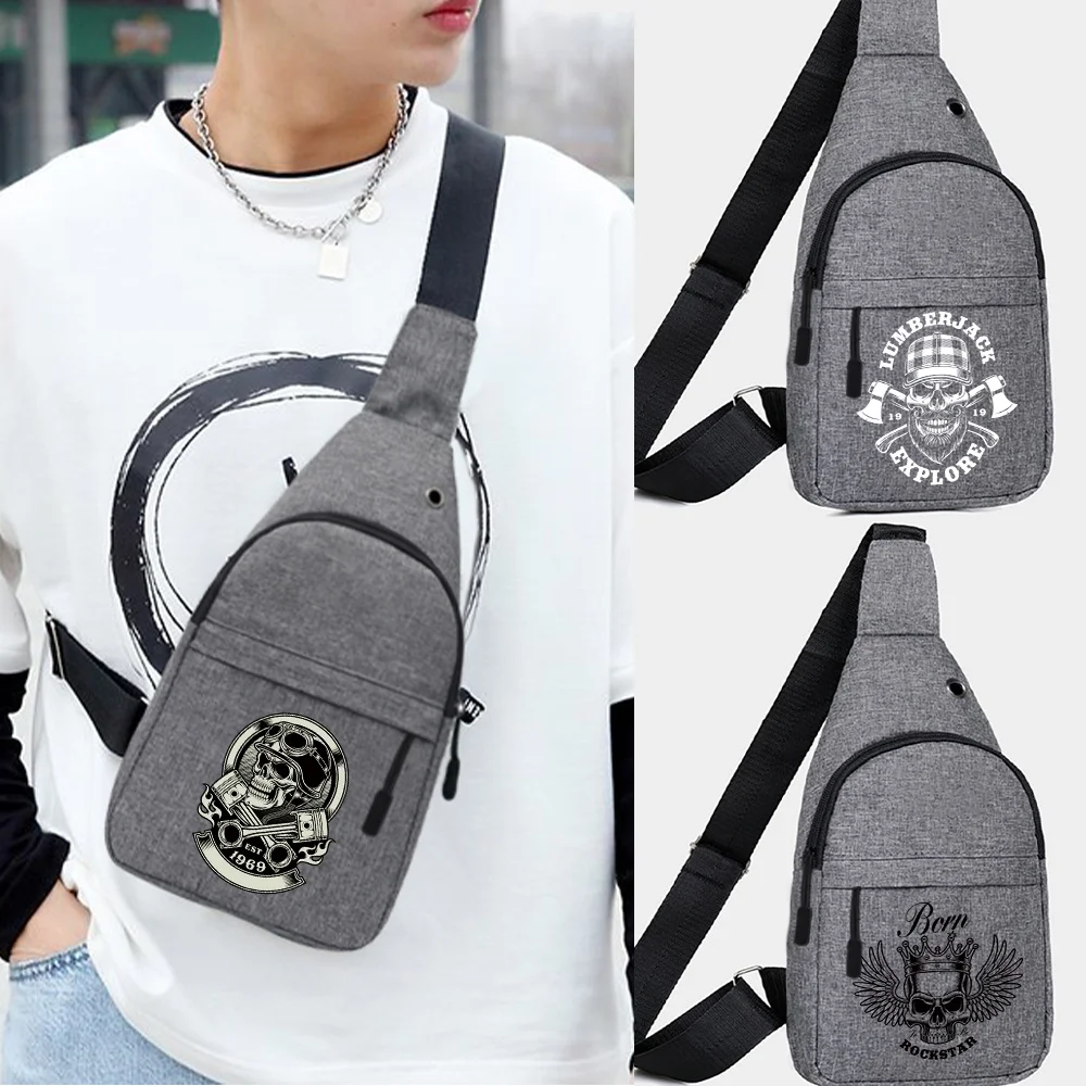 Fashion Chest Bags Women Multifunctional Belt Bag Skull Print Cross-Body Shoulder Gym Bag Anti-theft Zipper Closure Coin Purse