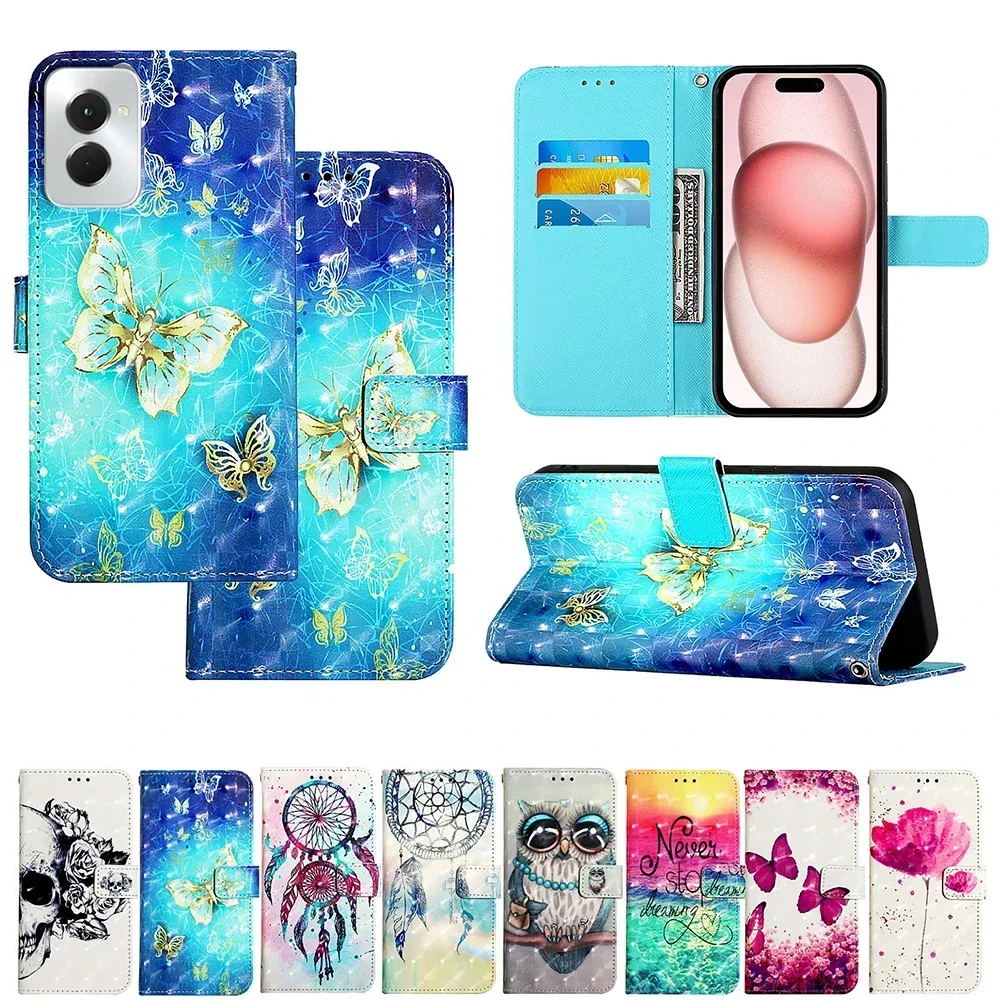 Skórzane etui z klapką dla Huawei Pura 70 Honor 200 Lite 100 Pro 90 X6A X7A X8A X9A X6B X7B X8B Śliczny nadrukowany portfel Tylna okładka