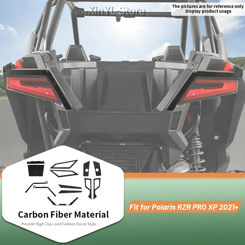 Carbon Fiber Sheet Car Rear Panel Cover Sticker Kit For Polaris RZR PRO XP 2021 UTV Car Interior Accessories