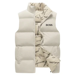 Trendy fashion street cross-border winter gilet a doppia faccia sciolto e caldo spesso plus size giacca in cotone canotta da uomo senza maniche