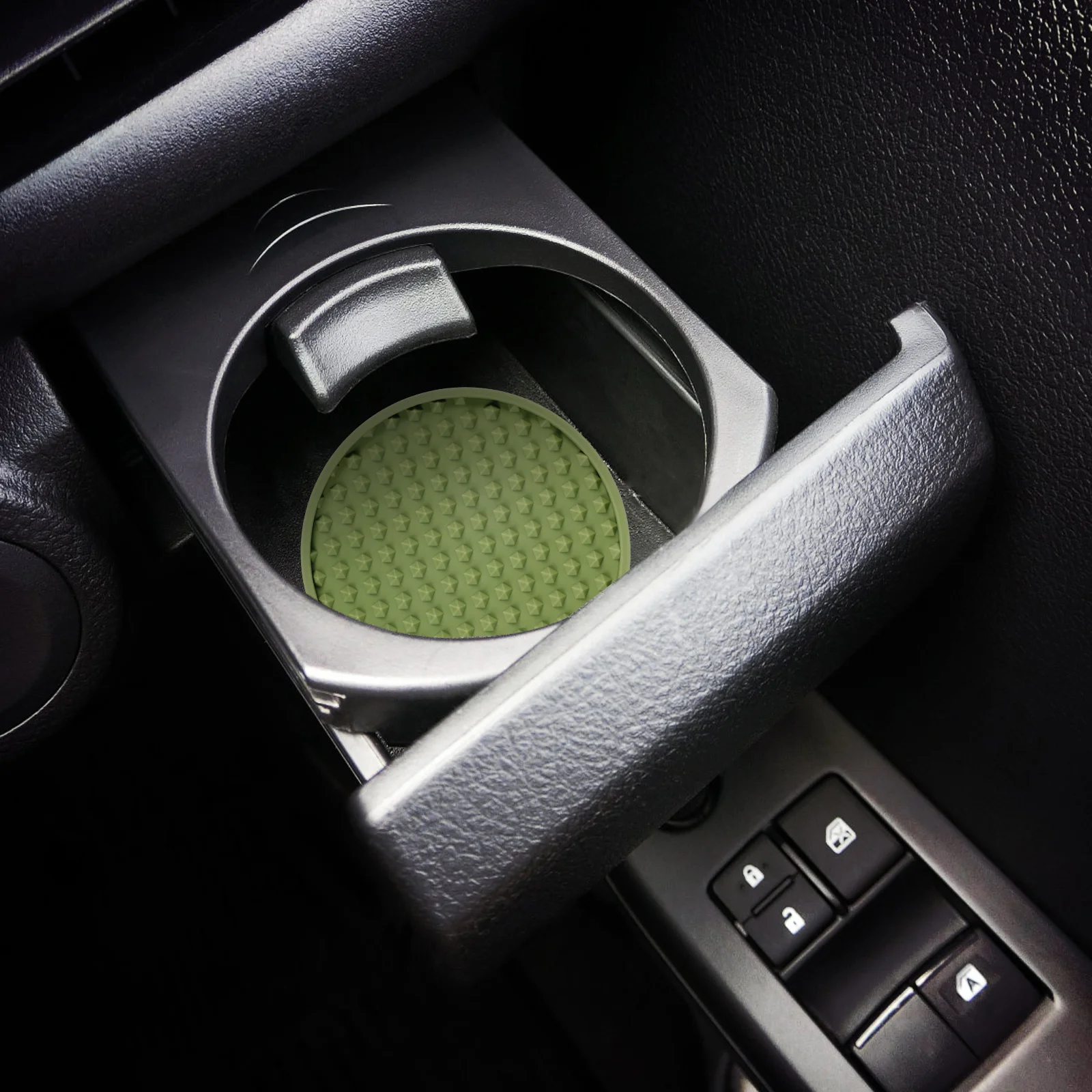 

4 Pcs Car Cup Coasters Silicone Non Slip Bean Green Automotive Cup Holders Stylish Car Interior Accessories Drink Pad