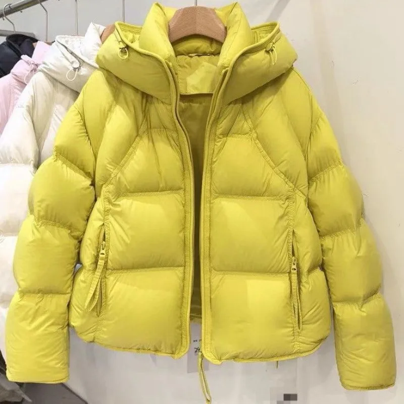 Winter New Puffer Down Jacket for Women Short Hooded Loose Crop Bread Jacket Thickened Warm Outerwear for Women Jackets