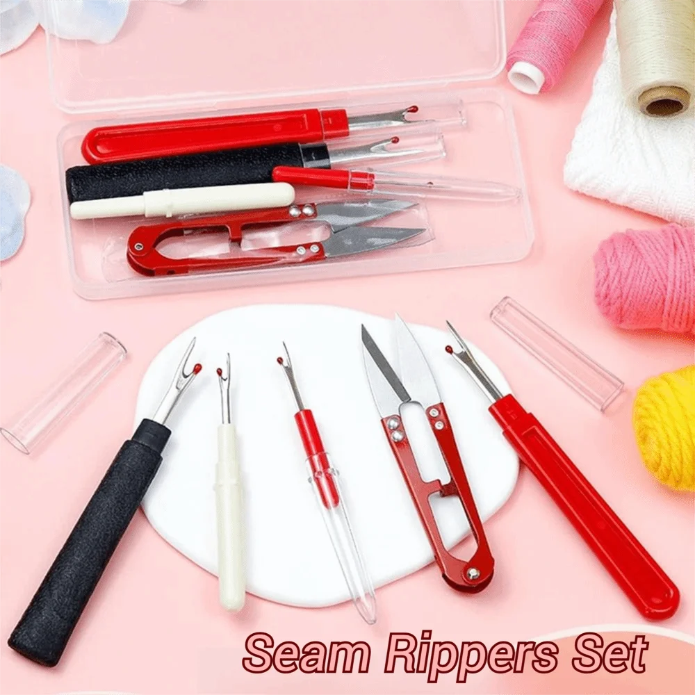 

Easy Thread Removal Sewing Seam Set with Thread Snips Comfortable Grip Stitch Unpicker Multi-functional with Storage Box